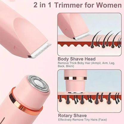 Electric Trimmer, Shaver And Razor 2-in-1 Body. Fully Rechargeable, Waterproof, Painless And Soft Dual Heads