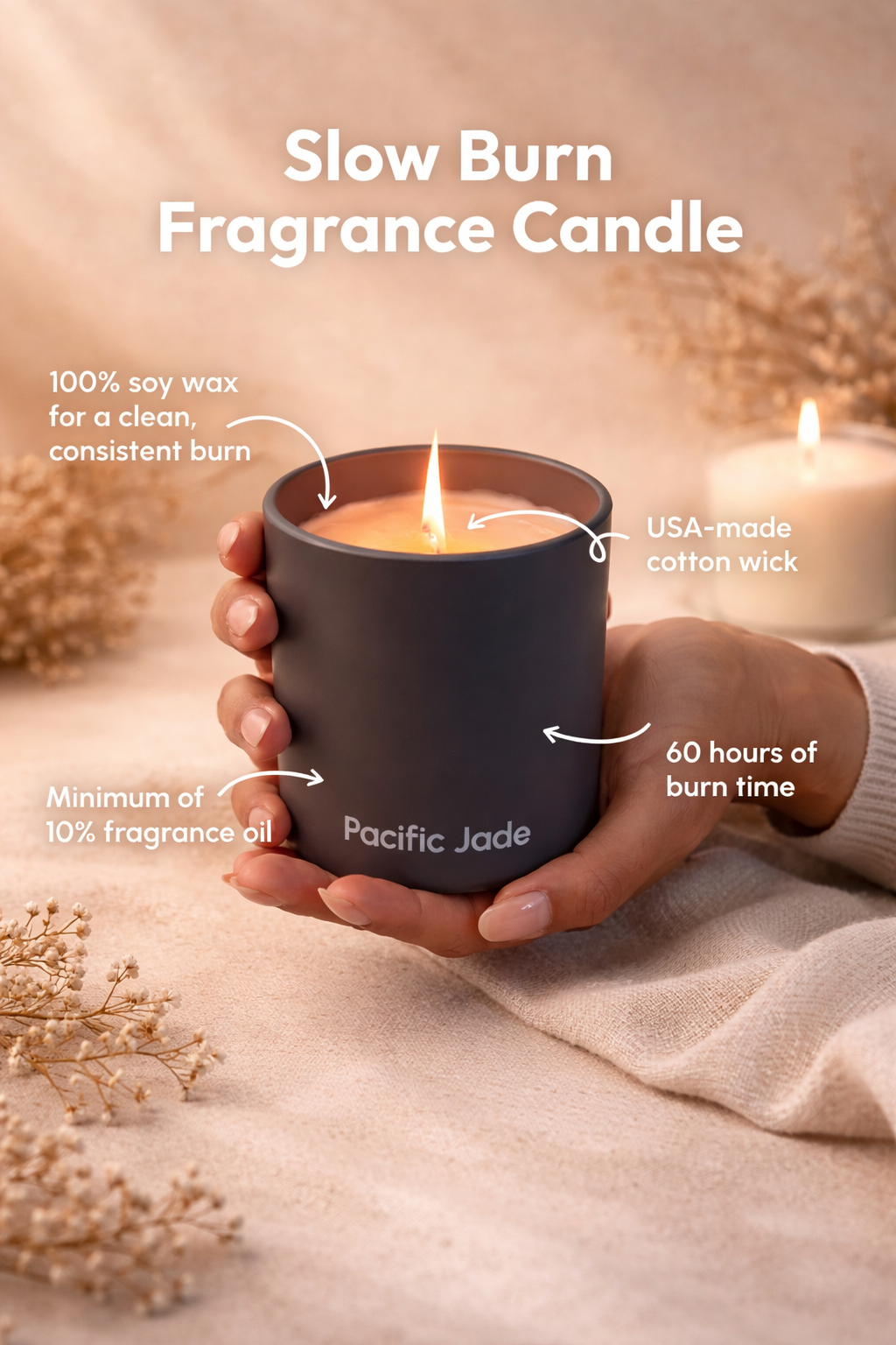 Healthy, Non-Toxic Natural Scent Soy Wax Stress Relief Candle